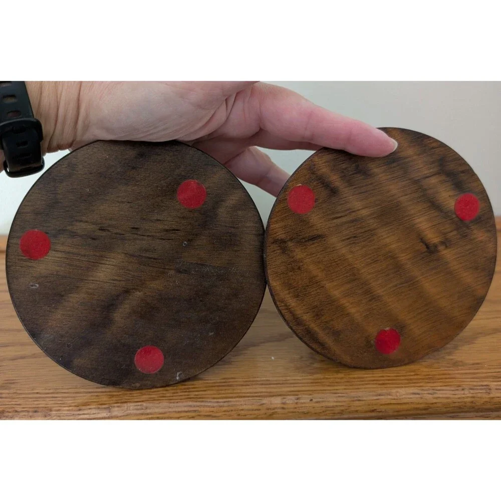 Vintage Pair of Wood Candlestick Holders Medium Brown Cottagecore Country